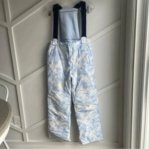 Children’s Place Girls snow pants overall white blue clouds size 14
